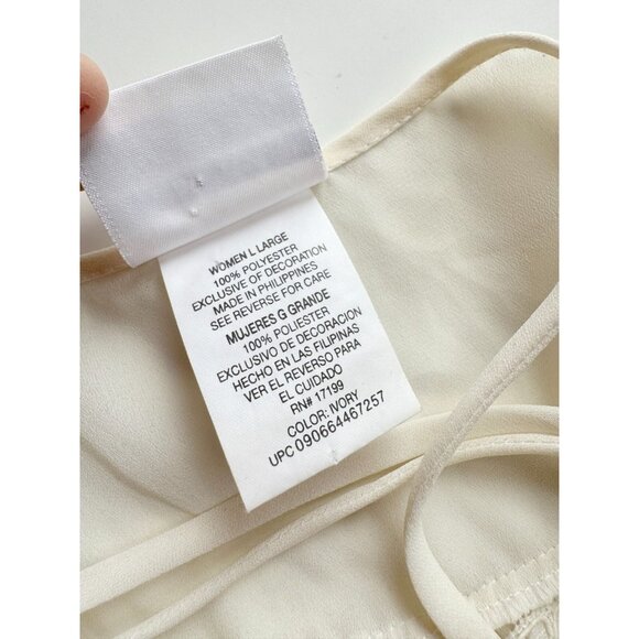 Vintage SECRET TREASURES Ivory Pearl Lace Chiffon Babydoll Slip Dress, Size L - Picture 12 of 13